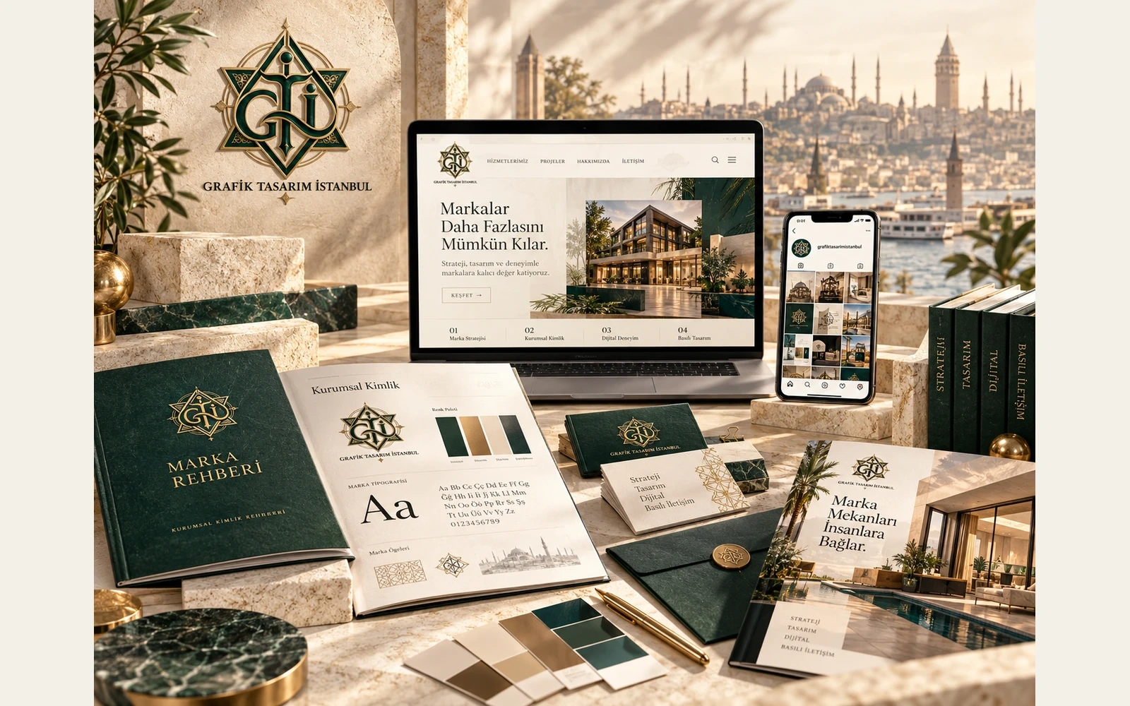 Logo ile bütün marka sistemi arasındaki farkı anlatan GTİ görseli