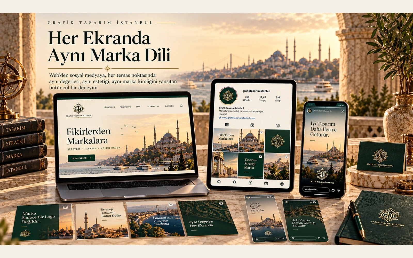 Sosyal medya tasarım sisteminin farklı formatlardaki uygulamaları